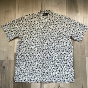 Vintage Personal Choice Men 100% Silk Shirt Geometric‎ Beachy Light Breathable